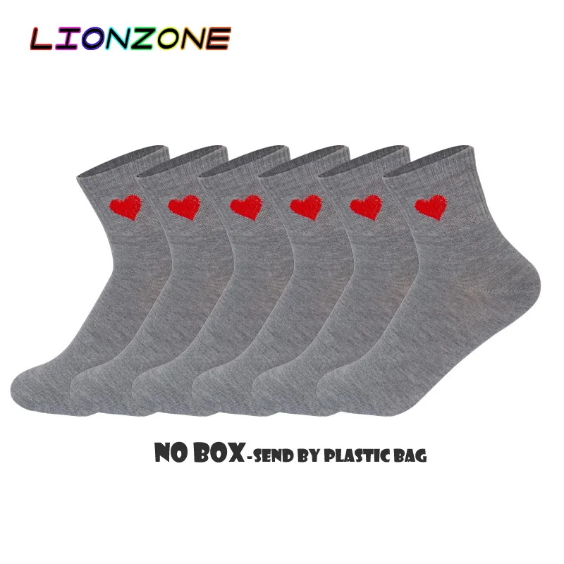 Grey LIONZONE 6 пар/лот милые носки с милыми сердечками женские дышащие удобные осенние зимние забавные бамбуковые носки для отдыха Meias - Цвет: Grey