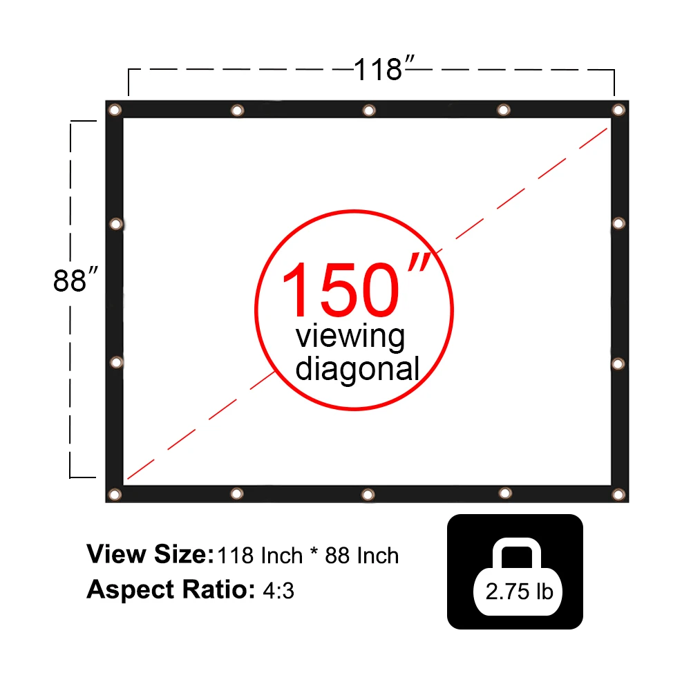 Экран для проектора складной 150 дюйма 4:3 HD | Электроника
