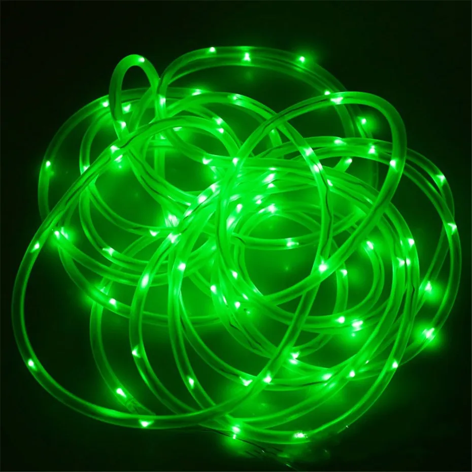 Green Tube Light Светодиодный солнечный датчик полосы света Наружное сказочное освещение струна медная проволочная трубка свет уличная гирлянда декоры для сада патио деревья - Испускаемый цвет: Green Tube Light
