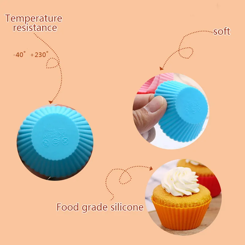 

12 Pcs / Set Silicone Cake Mold Round Shaped Muffin Cupcake Bakeware Kitchen Cooking Bakeware Maker DIY Cake Decorating Tools
