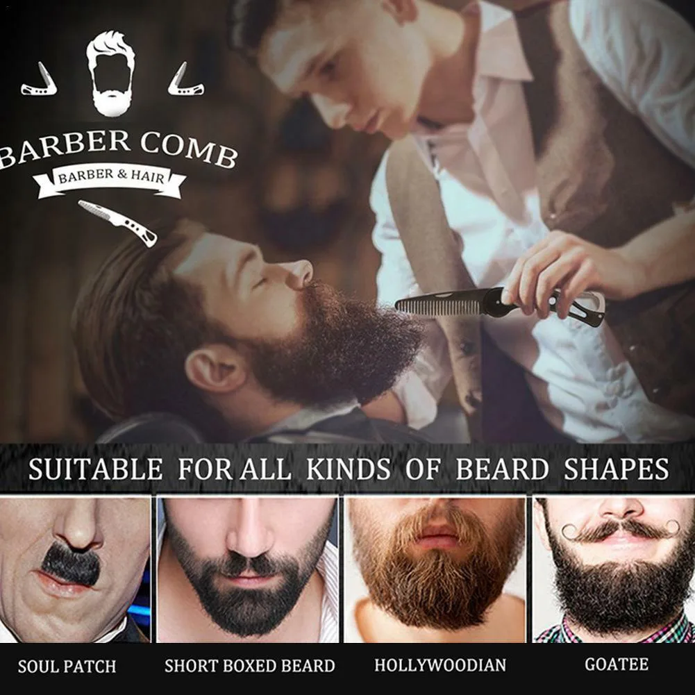 Портативная Мужская карманная Расческа для бороды Складная Щетка бритья усов из