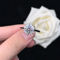Brilliant Forever 1Ct 6.5mm D Color Moissanite Engagement Diamond Ring AU585 14K White Gold Ring Quality Guarantee