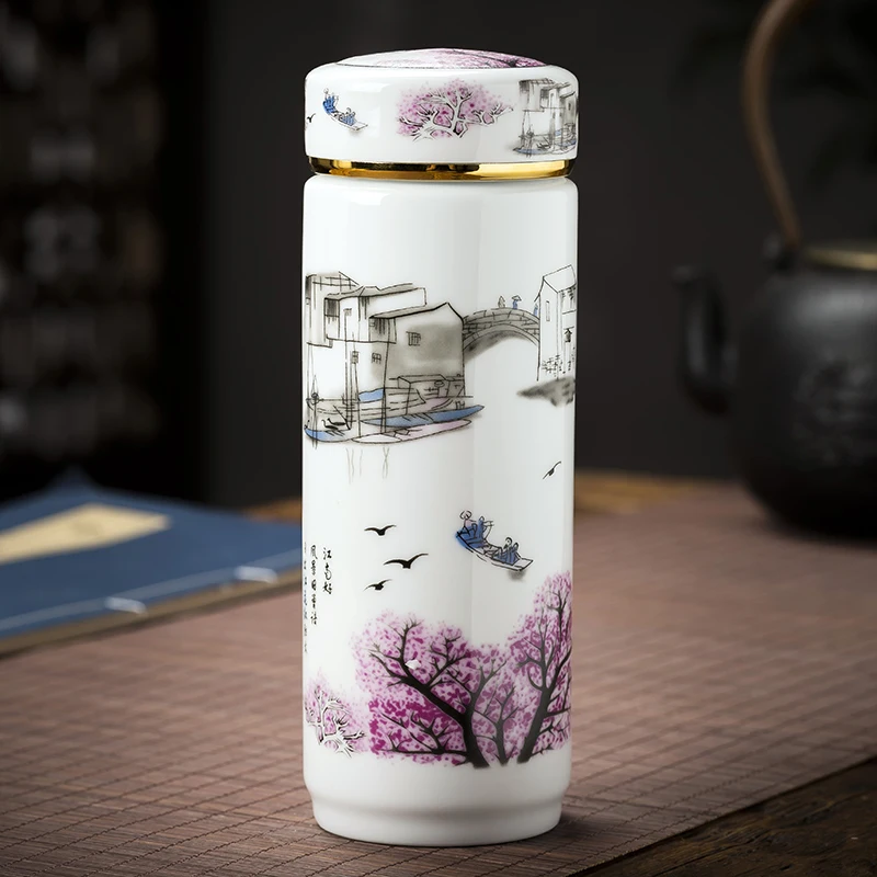 Двухслойная керамическая бутылка для воды Цзиндэчжэнь высококачественные