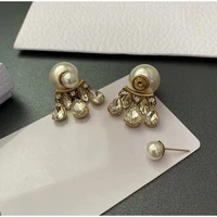2021 new pearl earrings for women classic letter pearl pendant stud earrings high end luxury elegant girlfriend gift jewelry