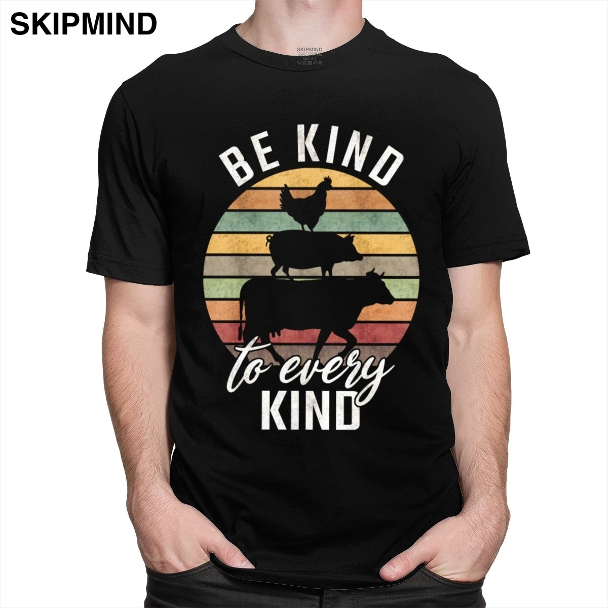 Винтажная футболка для влюбленных С закатом природы Мужская с круглым вырезом и