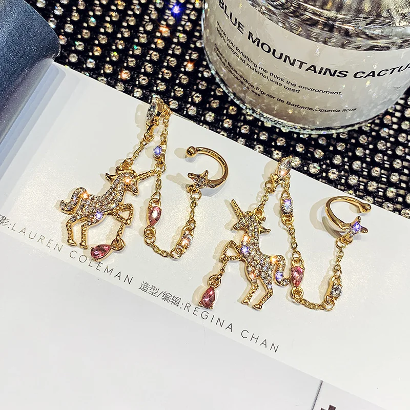 

925 silver needle personalized animal Earrings female Korean long temperament Earrings exaggerated net red new super fairy ear