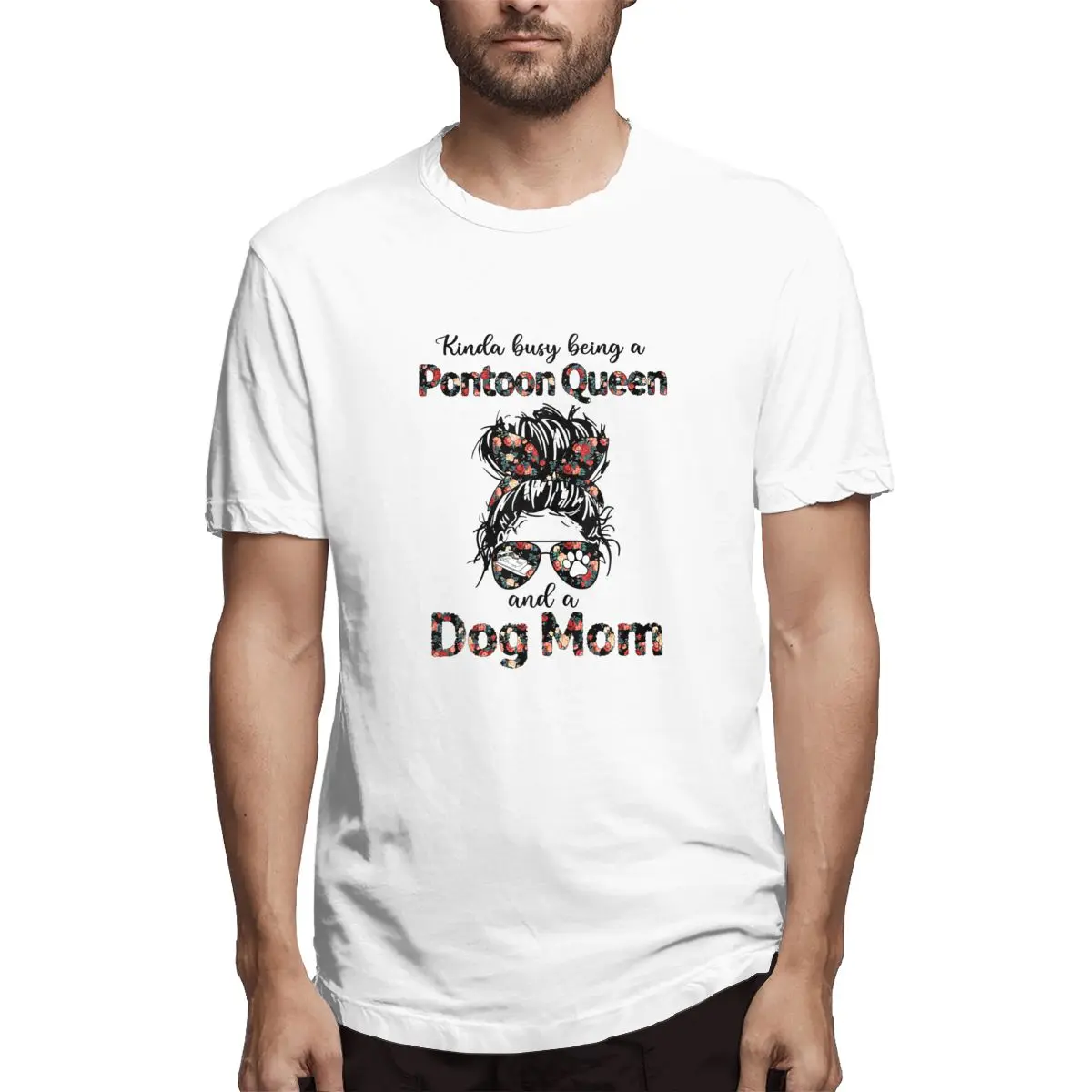 

Kinda Busy Being A Pontoon Queen And A Dog Mom-Dog Graphic Tee Men's Short Sleeve T-shirt Summer Tops