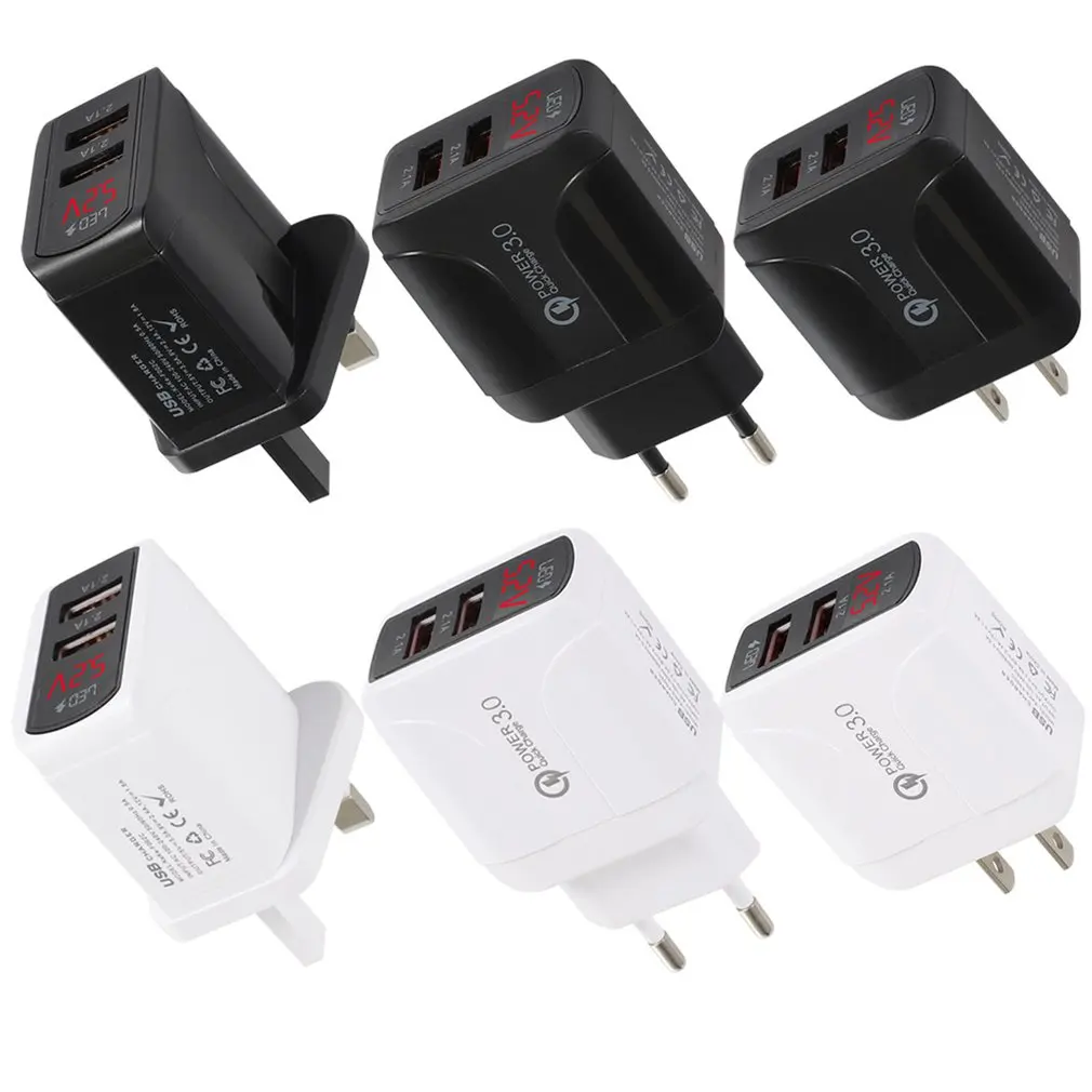 

2.4A Phone Charger QC 3.0 Fast USB Charger For IPhone 12 Quick Charge For Mobile Phone Universal LED Phone Accessories