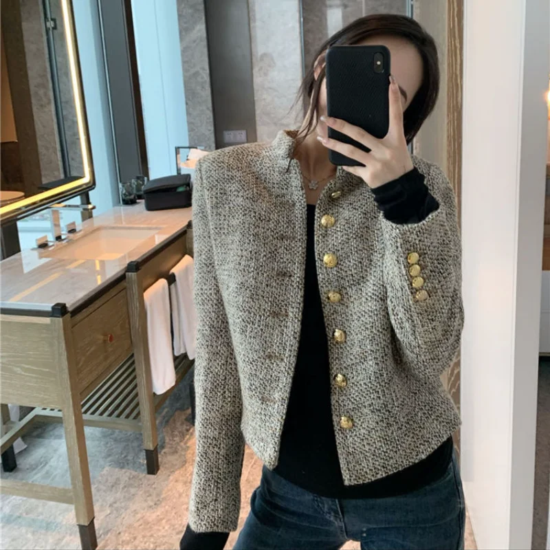 

Women 2021 Autumn Short Tweed Jacket