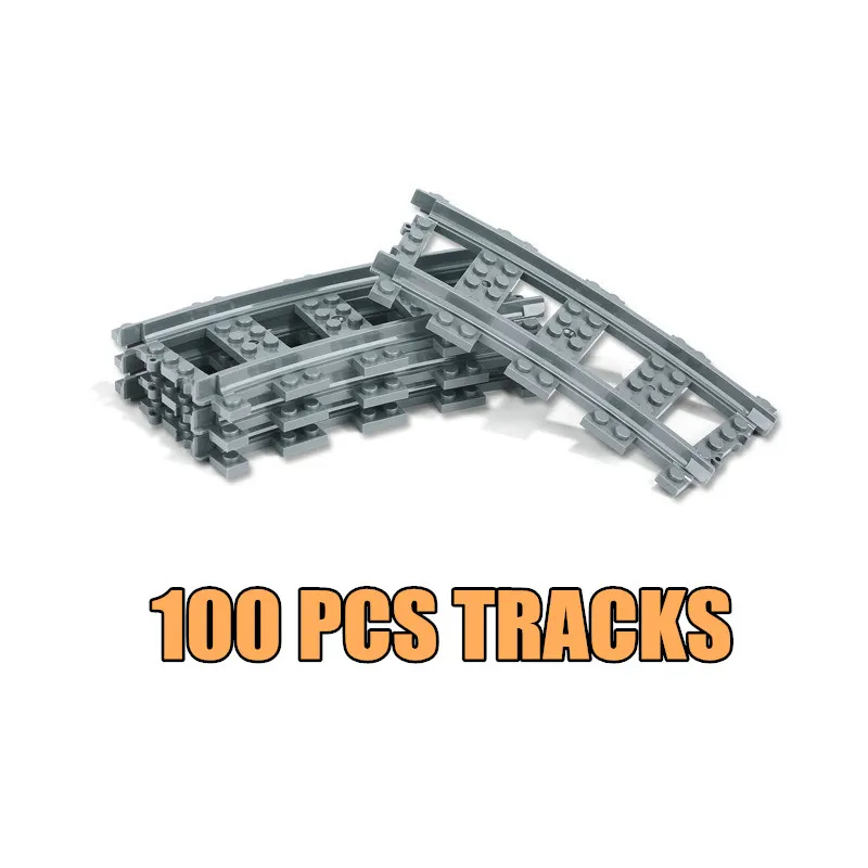 Curved-Track-100pcs Радиоуправляемый моторный двигатель с функцией питания, с принтом неба, поезд, модель, строительные блоки, кирпичи, игрушки для мальчиков, подарок на день рождения - Цвет: Curved-Track-100pcs