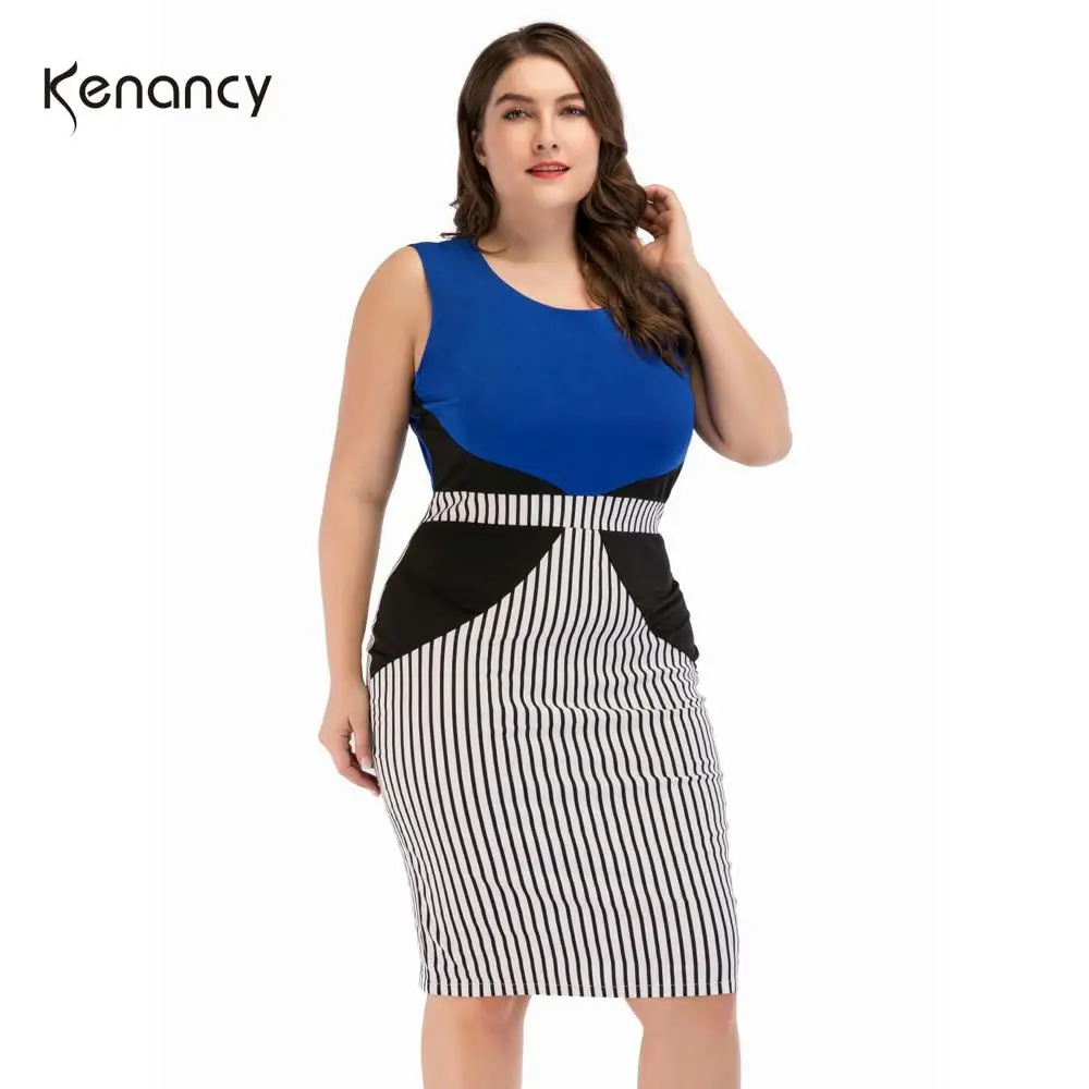 Летнее платье Kenancy без рукавов с круглым вырезом облегающее и расширяющееся