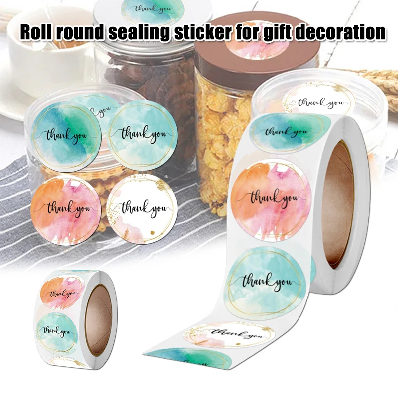 

Sticker Roll Round Sealing Sticker Thank You Crafts Gift Decoration Sticker Glassine Paper Copper Plate Sticker Sealing QJY99