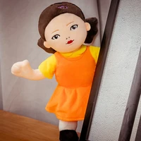 40cm new wooden man squid game plush toys stuffed korean fun filmtv peripheral luminous doll for girls kids halloween gifts