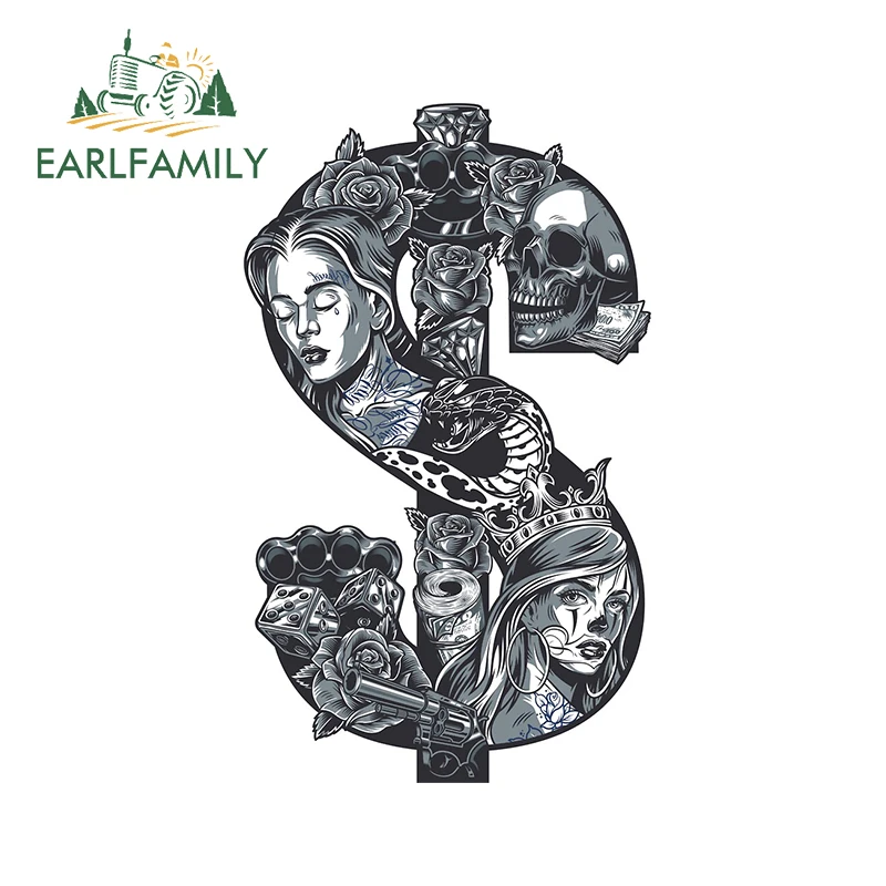 

EARLFAMILY 13 см x 8,1 см для винтажного доллара автомобиля Граффити стикер модная Наклейка виниловая Автомобильная оболочка бампер водонепроница...