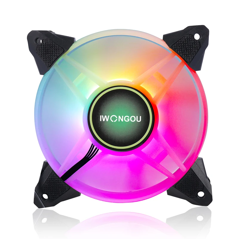 iwongou aura sync rgb fan 120mm pc cooler adjustable speed adjust led 12cm kit 6 in1 argb computer case fan controller free global shipping
