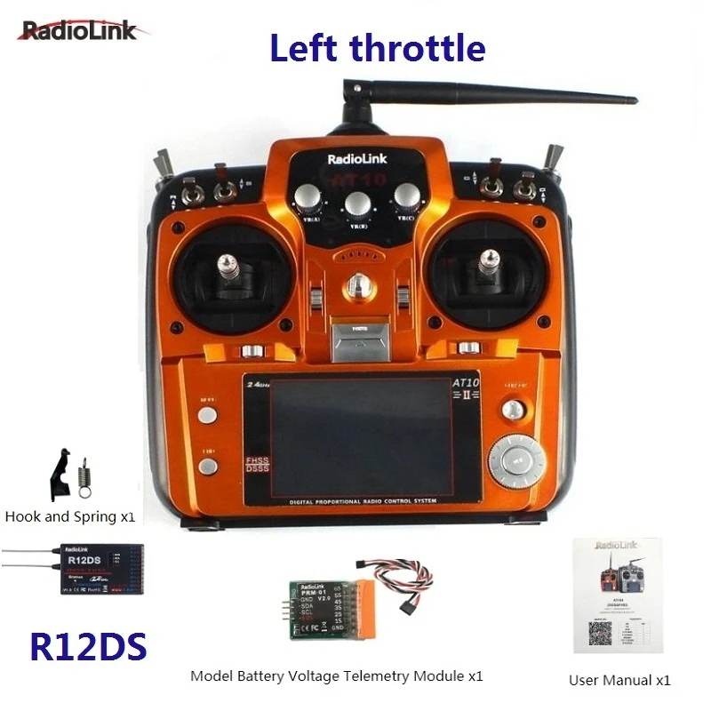 

RadioLink AT10 II 2,4 ГГц 12CH передатчик с R12DS приемник PRM-01 модуль возврата напряжения Батарея для Квадрокоптер с дистанционным управлением с неподви...