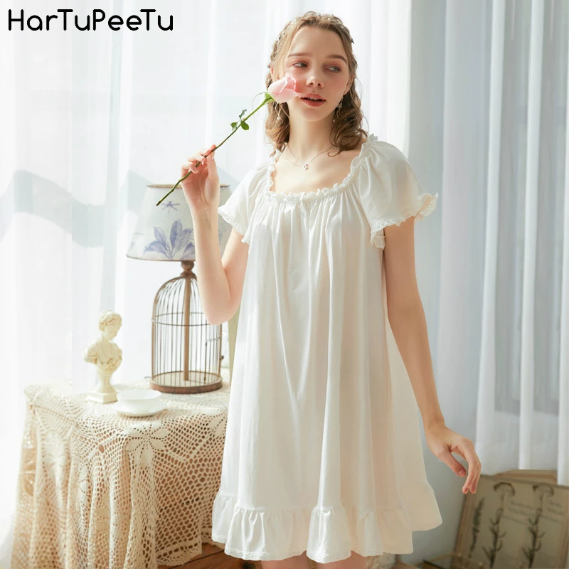 Женская ночная рубашка Housecoat хлопковый Халат с коротким рукавом женская летняя