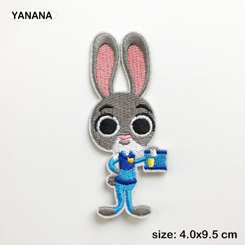 Лиса кролик Китти сова Мультяшные животные вышитые наклейки с утюгом