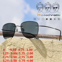 titanium transition aviation sunglasses photochromic reading glasses myopia rimless eyeglasses men with diopters