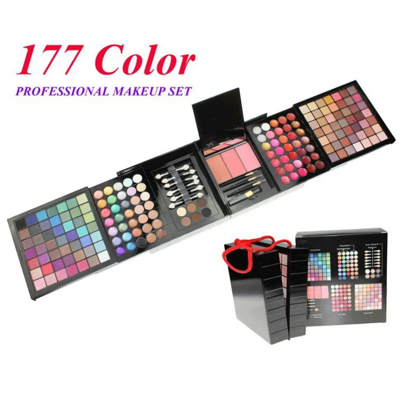 

Pro Makeup Set 177 Colors Multicolor Shimmer Glitter Matte Long Lasting Eyeshadow Palette Blush Power Lipstick Maquillaje Mujer
