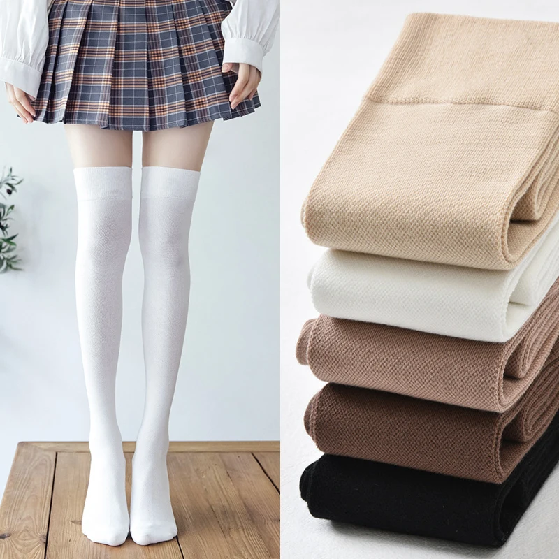 

Temperament JK Hosiery Mesh Stockings Comfortable High Socks Solid Color Slim Leg Over Knee Thigh High All-match Tights Highs