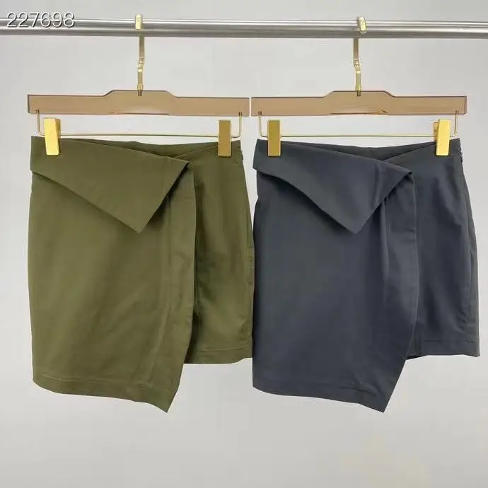 

2021 New Fashion Skirt Preppy Style High Waist Asymmetrical Ladies Mini Skirts Runway Design Autumn Cotton Solid Skirt