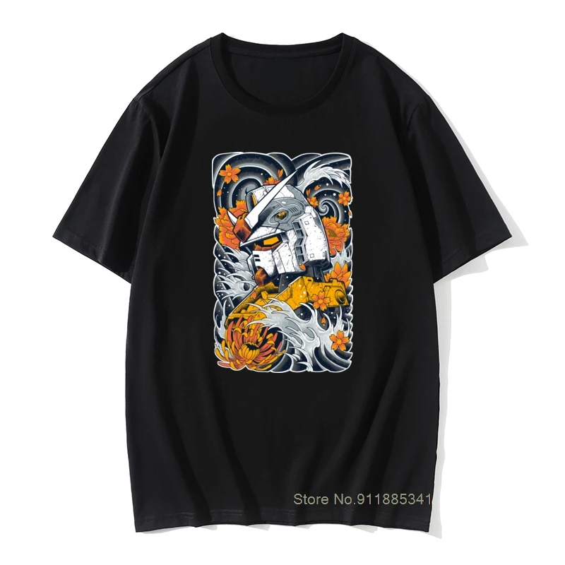 

Gundam 2021 Japan Anime T-shirt Men Black T Shirt Art Design Vintage Cartoon Tops Fitness Tee Summer Funky Tops Tees