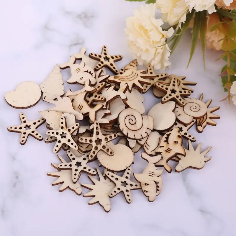 50 шт. деревянные ракушки в морском стиле | Дом и сад