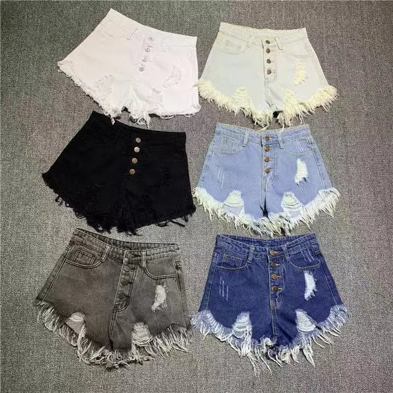 Women Fashion Casual Summer Cool Denim Booty Shorts High Waists Plus Size Sexy Hole Short Jeans Chic Hot Ladies Harajuku Bottom