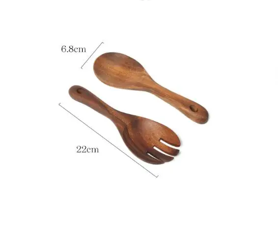 2 шт. ладоней для салата (ложка вилка) дерево акации подходит антипригарной