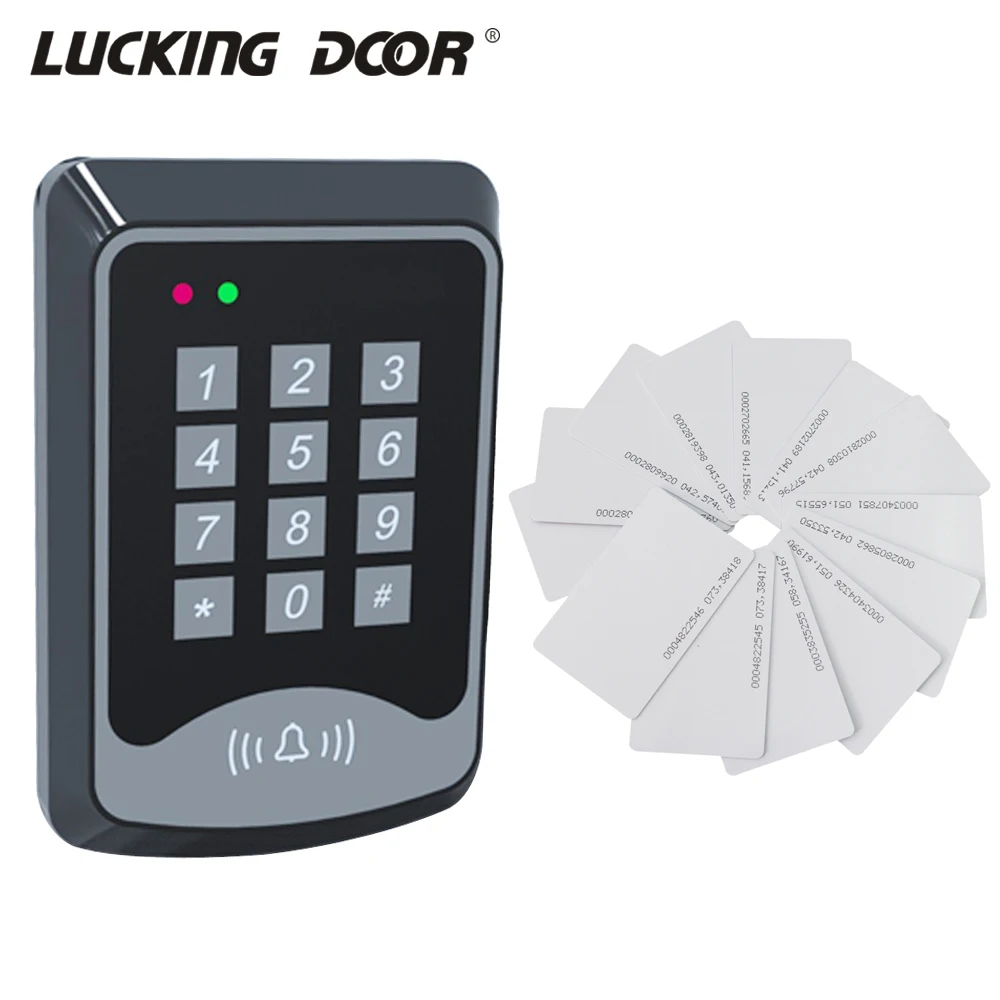 125Khz RFID Proximity Card Keypad Access Control System Device Machine RFID Card Reader Door Lock System 1000 user Keyfobs Cover 1pcs access control keypad door lock digital panel rfid card keyboard proximity card reader for door access control system