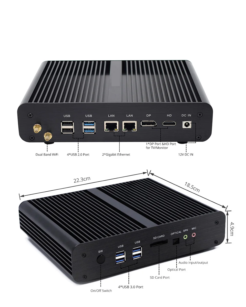 P05B-core i7 7560U Intel Core i5 8250U minipc i5 7200U Kaby Lake Безвентиляторный Компьютер i3 7100U Windows 10 Настольный ПК Barebone i7 8550U - Цвет: P05B-core i7 7560U
