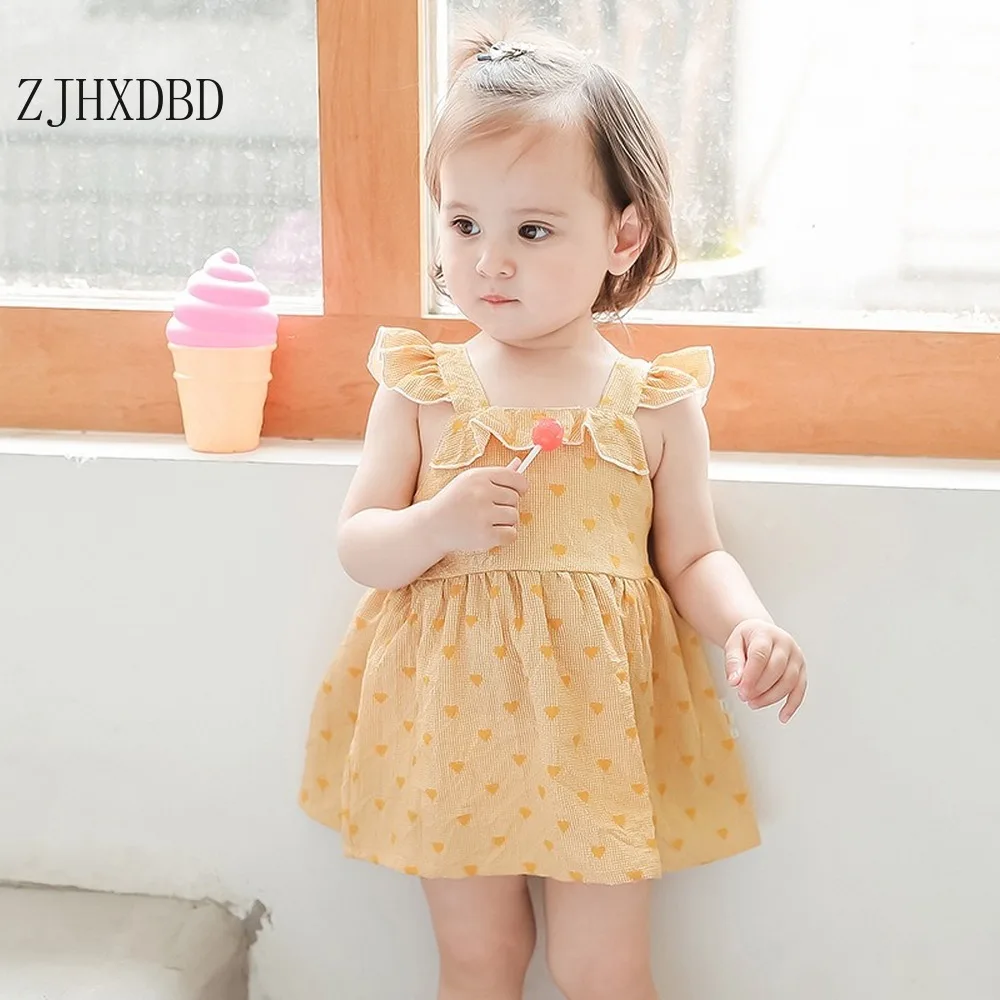 

Baby Dress Summer Dresses 2020 Girl Child Suspender Petal Sleeve Child Princess Cute Heart Baby Summer Dress children Clothes