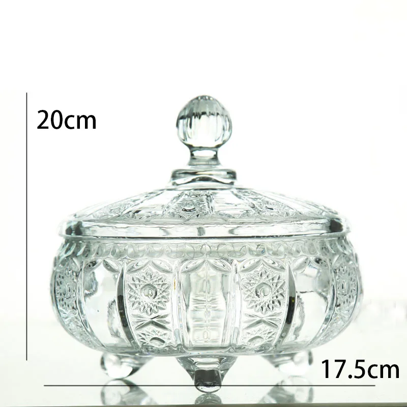 

Carved Crystal Glass Bottle Nordic Modern Relief Craft Transparent Large Candy Snack Dried Fruit Storage Jar with Lid Home Decor