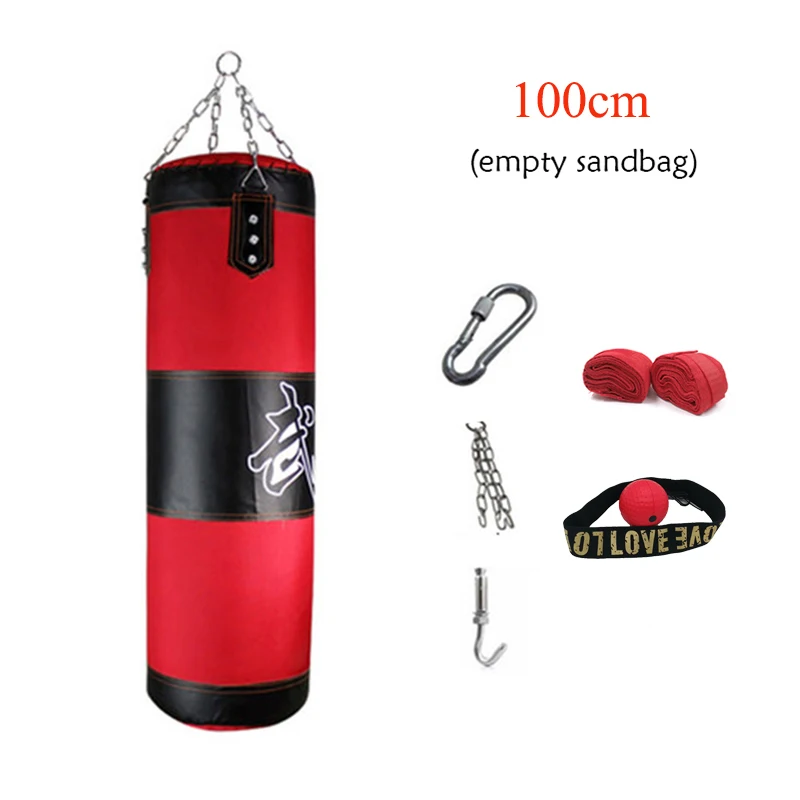 100cm-handwraps ball 60 см-150 см боксерская сумка для тренировок фитнес ММА боксерская сумка спортивная кикбоксерская сумка с песком Муай Тай боксер Тренировочный Набор пустой - Цвет: 100cm-handwraps ball