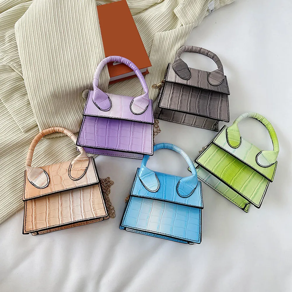 

Модные сумки через плечо с цепочкой и градиентом, женские сумки-мессенджеры с узором под кожу аллигатора, повседневные маленькие дамские су...