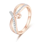 FJ женские вечерние простые белые кольца, плетеные кольца, 585 розовое золото, кольцо, кубический циркон, ювелирные изделия