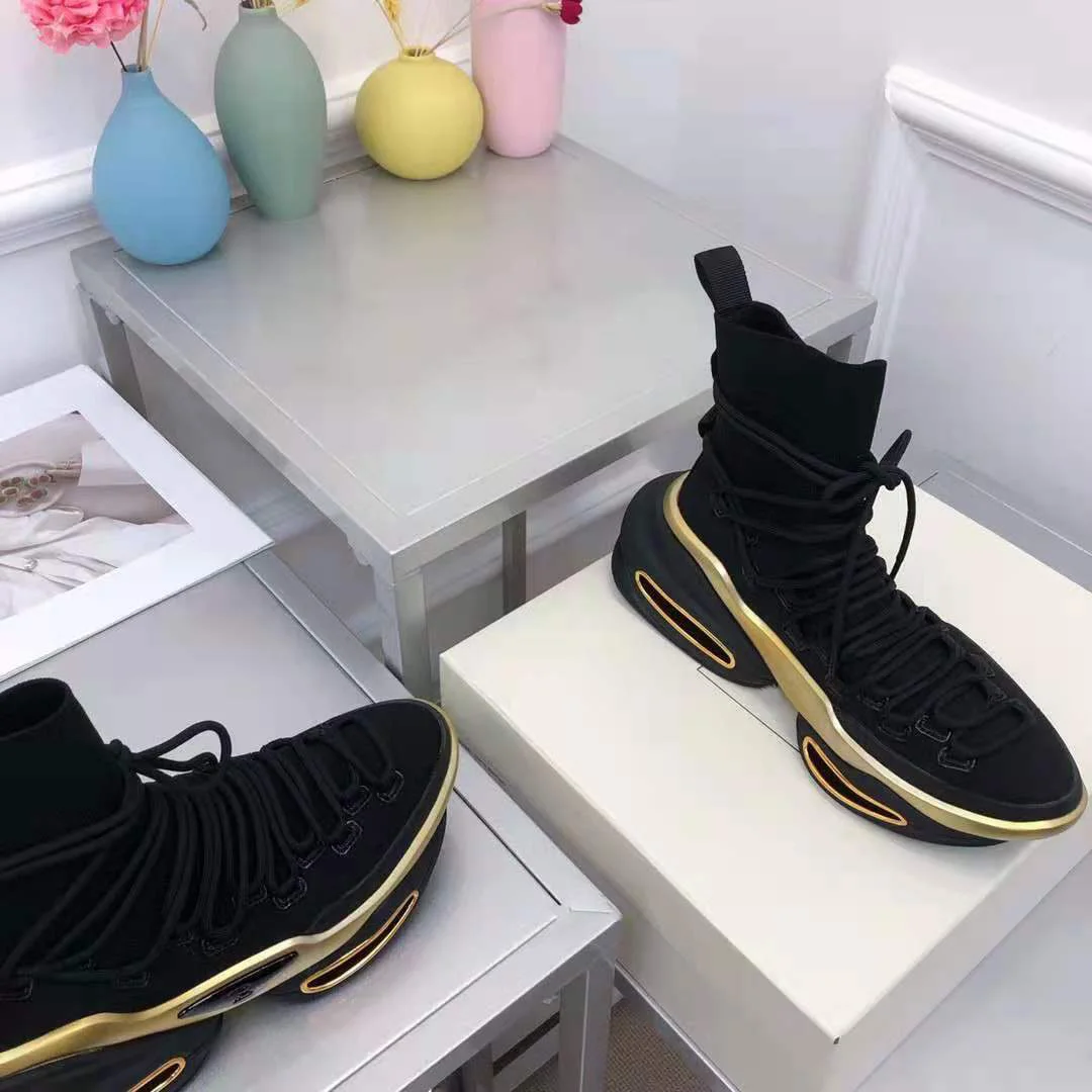 Женские кроссовки со шнуровкой черные высокие на платформе во Франции Парижа |