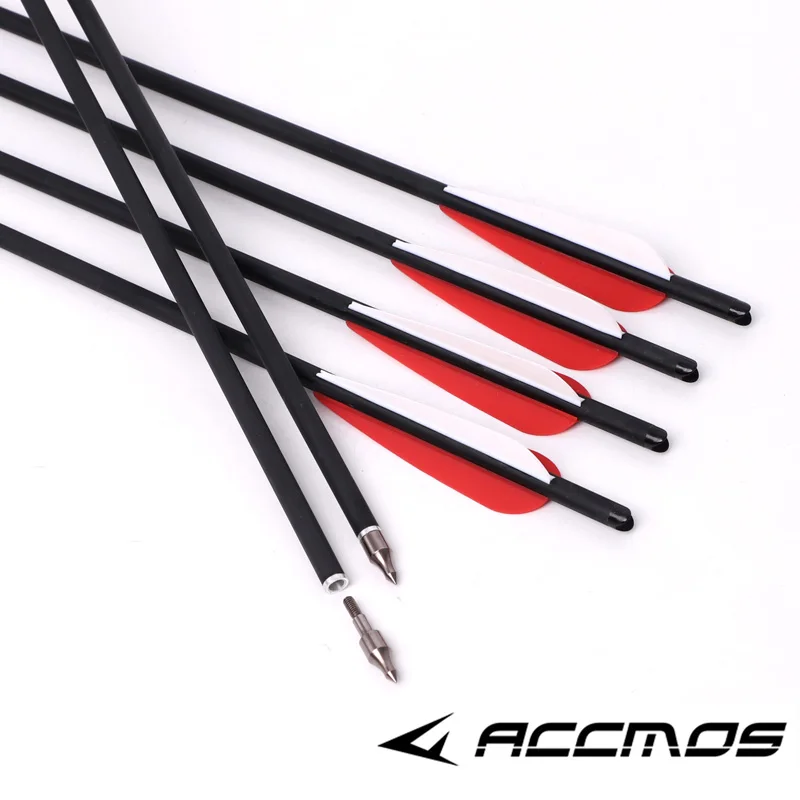 6 шт./лот карбоновая стрела 17 &quot20&quot 22 &quotарбалетные болты с 4&quot перьями лопасти и