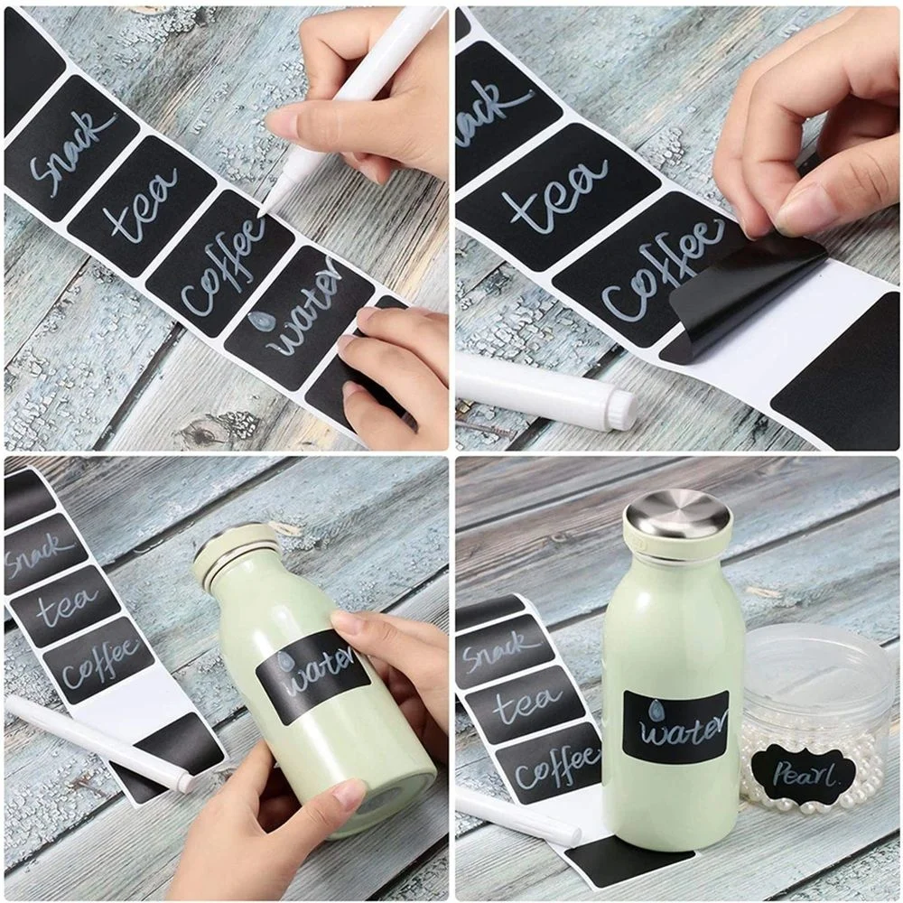 

2sets of 120PCS Waterproof Chalkboard Label Stickers Spice Jar Bottles Kitchen Blackboard Sticker Tags No pen