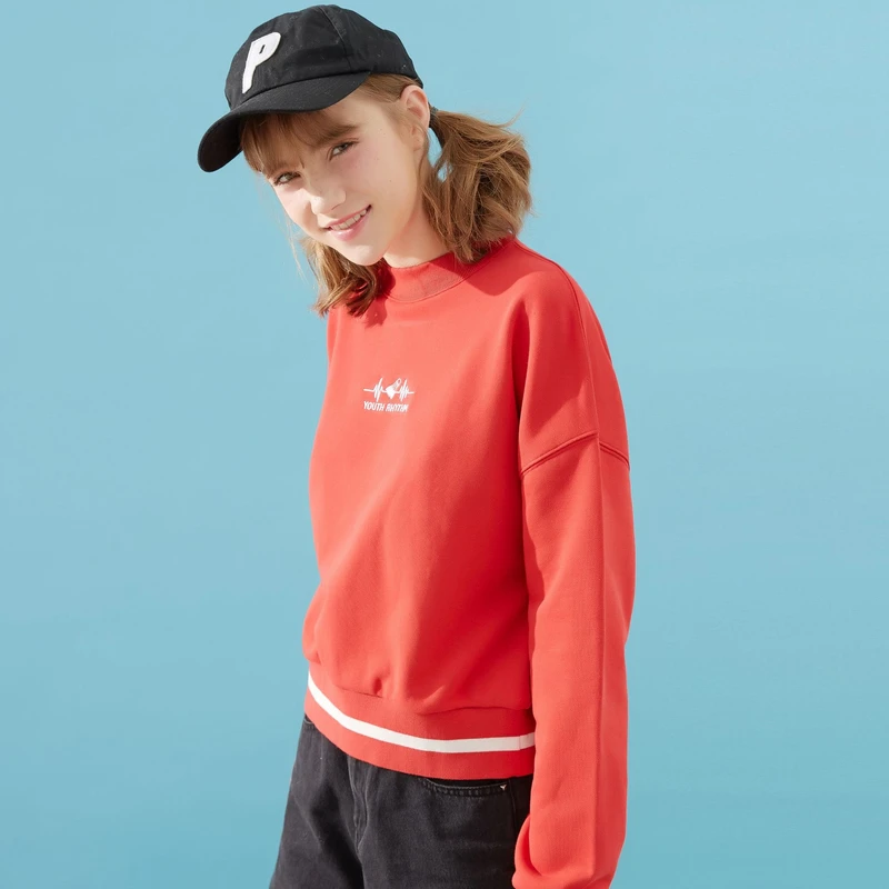 Metersbonwe Женская модная Толстовка с длинным рукавом в стиле Харадзюку красивая удобная теплая вязаная рубашка
