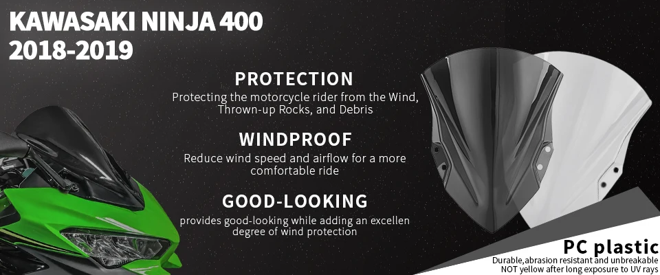 For KAWASAKI Ninja 250 ninja 400 Motorcycle Front Fairing Aerodynamic Winglets Cover Protection Guards ABS Plastic 19