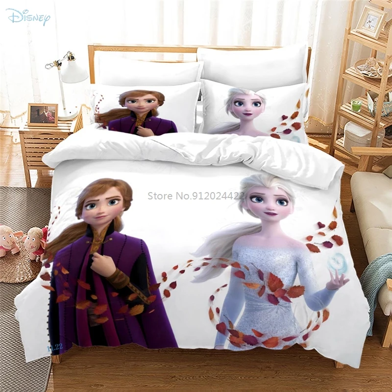 

3D Disney Frozen Bedding Sets Cartoon Cute Anna Elsa Printed Duvet Cover Sets Pillowcases Twin Full Queen King Size DropShipping