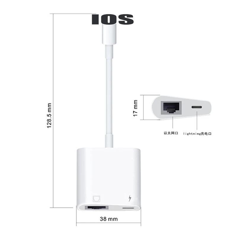High-speed iOS device conversion cable USB3.0 RJ45 Ethernet converter used for all iPhone/iPad series with PD fast charging | Мобильные