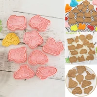 set of 8 vehicle biscuit cutters cute cartoon stamp impress cookie dough stencil diy craft pressing template for kids hot sale