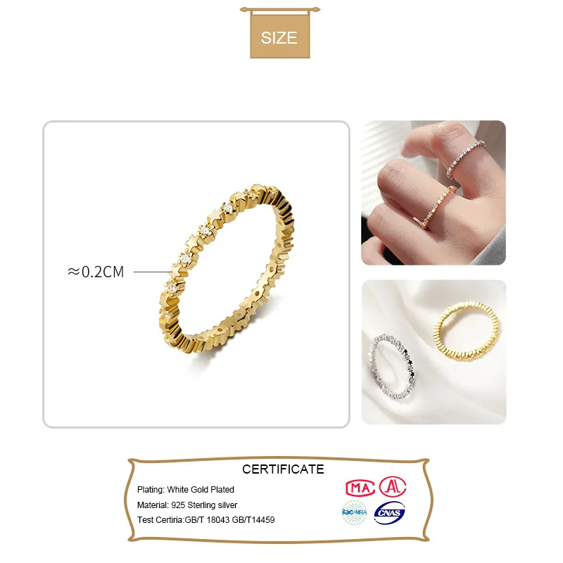 Trustdavis минималистичное Настоящее серебро 925 пробы прекрасная звезда CZ Кольцо на