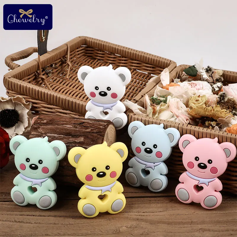 1 шт. BPA бесплатно Teddy Bear зубной прорезыватель для малышей силиконовый мультфильм животных грызунов Прорезыватель для зубов для младенцев Ожерелье Подвеска для детей игрушки