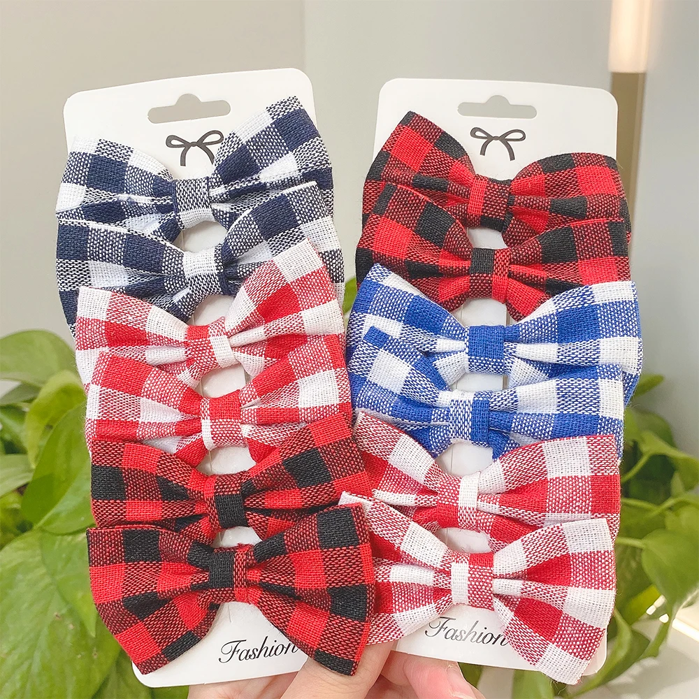 

6 шт./компл. красочные клетчатые заколки для волос с бантом для милых девушек искусственные бутиковые Заколки Головные уборы Детские аксесс...