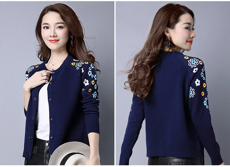 OHCLOTHING 4395- Осенне-зимняя обувь женские кашемир вышитые толстый кардиган свободные куртки женские трикотажный топ 43