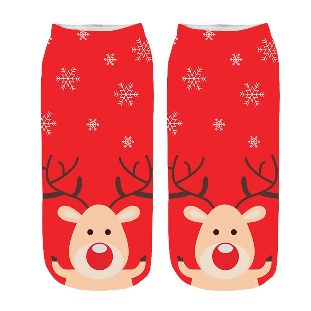 

High Quality Women Christmas Socks 3D Cartoon Chrismas Santa Print Socks Funny Crazy Cute Amazing Novelty Print Ankle Socks Y725